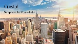  Presentation with metropolitan - Slide set with metropolitan - new york city manhattan background and a light blue colored foreground