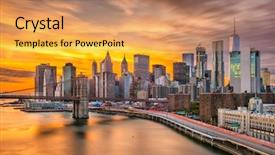  Presentation with brooklyn bridge - PPT layouts consisting of metropolitan - new york new york usa background and a coral colored foreground