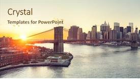  Presentation with brooklyn bridge - PPT theme enhanced with metropolitan - panoramic view of brooklyn bridge background and a cream colored foreground