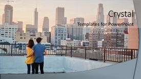  Presentation with rear view of bodyguard - Amazing slides having metropolitan - rear view of couple backdrop and a soft green colored foreground