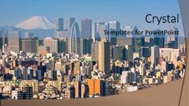  Presentation with metropolitan - Cool new PPT theme with metropolitan - tokyo japan shinjuku ward skyline backdrop and a light blue colored foreground