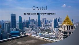  Presentation with metropolitan - Presentation theme consisting of metropolitan-rooftop-in-bangkok background and a light blue colored foreground