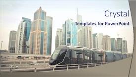  Presentation with metropolitan - PPT layouts enhanced with metropolitan-train-in-dubai-arab background and a sky blue colored foreground