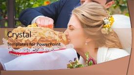  Presentation with bride and groom - Colorful slide deck enhanced with mettings - bride and groom being met backdrop and a coral colored foreground