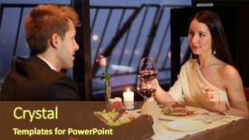  Presentation with restaurant personal appearance - Beautiful PPT theme featuring mettings - brunette and young guy met backdrop and a  colored foreground