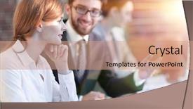  Presentation with work life balance scales business - Presentation design enhanced with mettings - business colleagues discussing work issues background and a  colored foreground