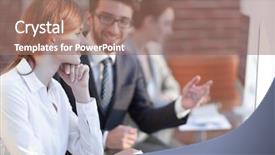  Presentation with work - Presentation design featuring mettings - business colleagues discussing work issues background and a  colored foreground