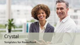  Presentation with abstract digital business interface - Amazing PPT layouts having mettings - digital composite of happy business backdrop and a  colored foreground