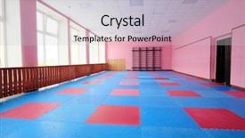  Presentation with fitness - Presentation featuring mettings - interior of a fitness hall background and a  colored foreground