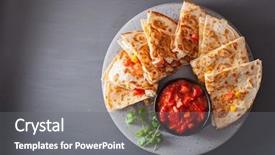  Presentation with sweet corn - Cool new PPT theme with mex - mexican quesadilla with chicken tomato backdrop and a gray colored foreground