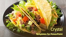  Presentation with taco - Theme having mex - mexican taco shells with beef background and a tawny brown colored foreground