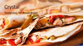  Presentation with tortilla - Presentation theme having mex - tortilla with vegetables background and a coral colored foreground