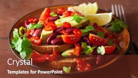  Presentation with mexican chili - Colorful PPT theme enhanced with mexican avocado bean sandwich with tomato chili scallion backdrop and a tawny brown colored foreground