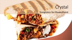  Presentation with beef - Audience pleasing PPT layouts consisting of mexican beef burrito backdrop and a coral colored foreground