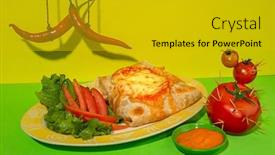  Presentation with red chilli - Presentation theme consisting of mexican-burrito-lavash-with-chicken background and a gold colored foreground