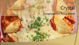  Presentation with mexican - Colorful presentation enhanced with mexican chicken enchiladas with cheese backdrop and a yellow colored foreground