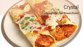  Presentation with tomato - PPT theme having mexican chicken enchiladas with spicy background and a lemonade colored foreground