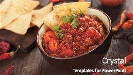  Presentation with ground beef - Amazing presentation design having mexican chili con carne ground beef stew served with tortilla chips backdrop and a tawny brown colored foreground