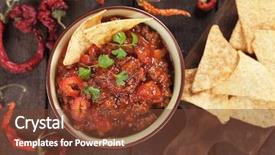  Presentation with mexican chili - Slide set with mexican chili con carne served with tortilla chips background and a tawny brown colored foreground