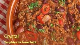  Presentation with chilli - PPT theme featuring mexican chilli con carne in terracotta dish background and a tawny brown colored foreground