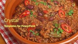  Presentation with chilli - Presentation theme having mexican chilli con carne in a terracotta serving dish background and a tawny brown colored foreground