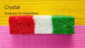  Presentation with mexico flag - PPT theme with mexican coconut flag candy striped background and a gold colored foreground