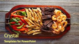  Presentation with mexican fajitas - PPT theme with mexican combo beef and chicken background and a tawny brown colored foreground