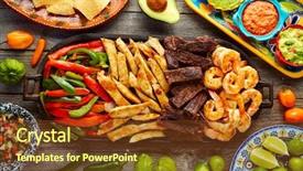  Presentation with mexican fajitas - Slides with mexican combo beef and chicken background and a tawny brown colored foreground