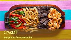  Presentation with mexican fajitas - Cool new presentation design with mexican combo beef and chicken backdrop and a tawny brown colored foreground