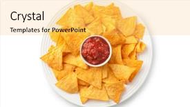  Presentation with mexican culture - PPT layouts enhanced with mexican culture - nachos and tomato dip background and a yellow colored foreground