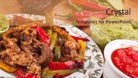  Presentation with mexican food - Colorful slide deck enhanced with mexican dish with chicken beef backdrop and a yellow colored foreground