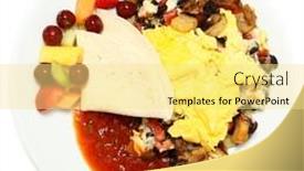  Presentation with mexican - Beautiful presentation design featuring mexican-eggs-with-salsa-potatoes backdrop and a blonde colored foreground
