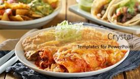  Presentation with red laser beam - Colorful presentation theme enhanced with mexican-enchilada-platter-with-red backdrop and a yellow colored foreground