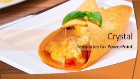  Presentation with mexican - Cool new slide deck with mexican enchiladas on the plate backdrop and a yellow colored foreground