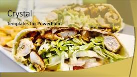  Presentation with grilled chicken - PPT theme with mexican fajita wraps with grilled background and a yellow colored foreground