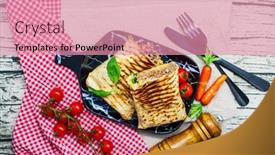  Presentation with grilled chicken - Audience pleasing PPT theme consisting of mexican-fajita-wraps-with-grilled backdrop and a coral colored foreground