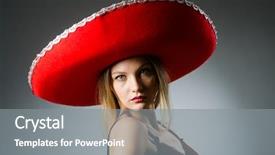  Presentation with hat - Presentation design consisting of mexican fiesta - woman wearing sombrero hat background and a  colored foreground
