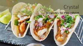  Presentation with fish tacos - Cool new presentation design with mexican-fish-tacos-in-metal backdrop and a yellow colored foreground