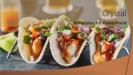  Presentation with fish tacos - Presentation theme with mexican-fish-tacos-in-metal background and a yellow colored foreground
