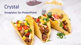  Presentation with ground beef - Cool new theme with mexican food - delicious tacos backdrop and a sky blue colored foreground