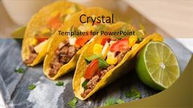  Presentation with ground beef - Audience pleasing PPT theme consisting of mexican food - delicious tacos backdrop and a gold colored foreground