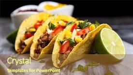  Presentation with ground beef - Beautiful PPT theme featuring mexican food - delicious tacos backdrop and a tawny brown colored foreground