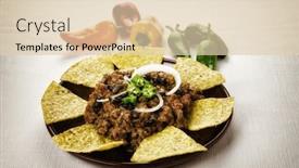  Presentation with mexican chili - Slide set consisting of mexican food chili with meat served with nachos background and a lemonade colored foreground