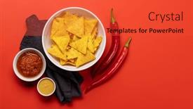  Presentation with mexican food - Presentation theme consisting of mexican-food-featuring-nachos-flat background and a red colored foreground