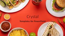  Presentation with burgers - Presentation theme featuring mexican-food-featuring-tacos-burritos background and a red colored foreground