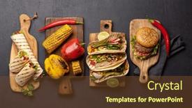  Presentation with burgers - Presentation design consisting of mexican-food-featuring-tacos-burritos background and a tawny brown colored foreground