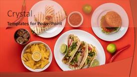  Presentation with mexican food - PPT theme enhanced with mexican-food-featuring-tacos-burritos background and a coral colored foreground