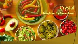  Presentation with cheddar - Presentation having chili sauce dipping cheddar cheese background and a tawny brown colored foreground