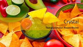  Presentation with mexican restaurant - Presentation design enhanced with mexican food nachos and guacamole background and a gold colored foreground