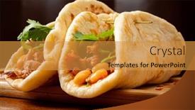  Presentation with mexican food - Theme featuring mexican-food-quesadillas-with-chicken background and a gold colored foreground